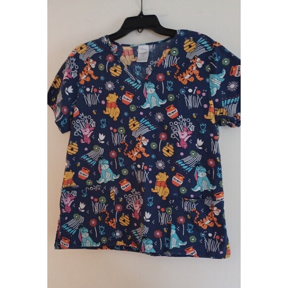 Winnie the Pooh Uniform Med. Scrub Top Winnie & Friends Disney Cartoon Medical - Picture 1 of 3